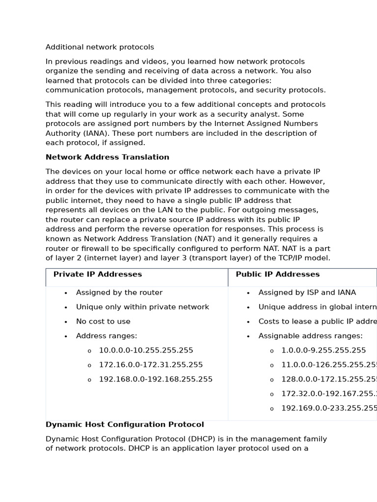 Additional Network Protocols | PDF