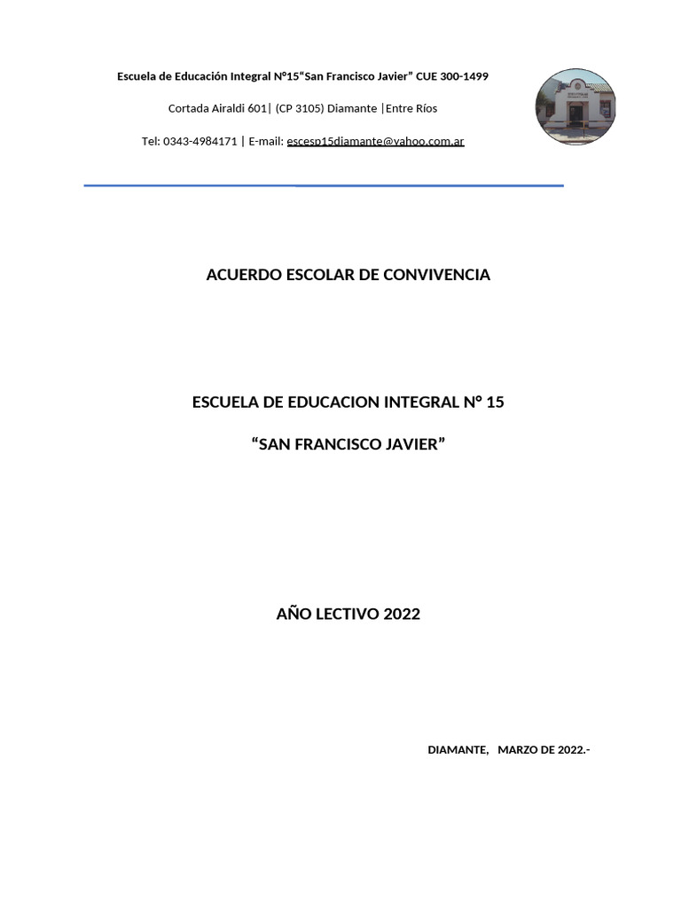 Acuerdo de Convivencia Escolar 2022 | PDF | Mediación | Escuelas