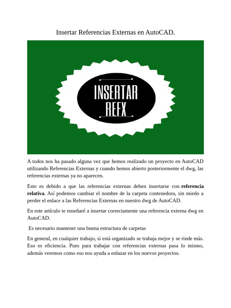 Insertar Referencias Externas en AutoCAD | PDF | Cad automático