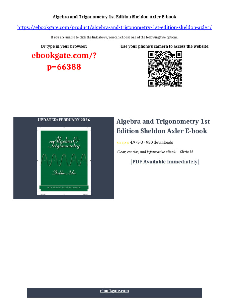 Algebra and Trigonometry 1st Edition Sheldon Axler ebook testbank ...