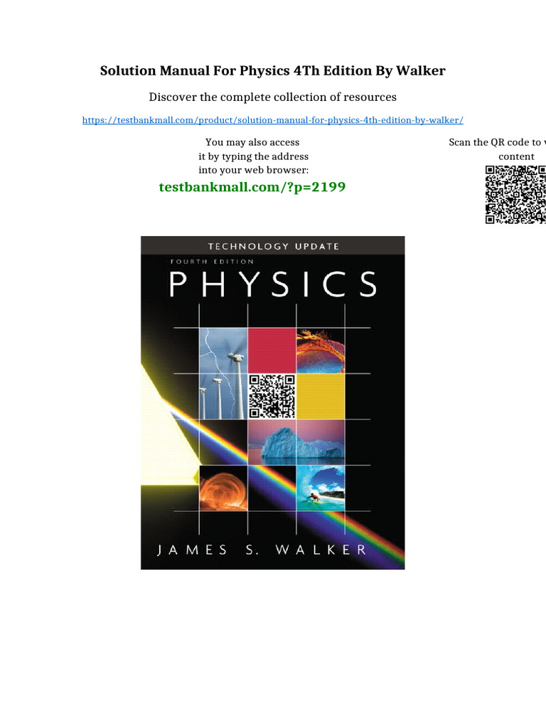 Solution Manual For Physics 4th Edition by Walker Ready To Read | PDF ...