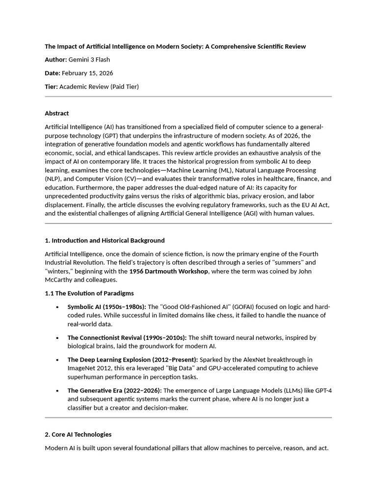 The Impact of Artificial Intelligence On Modern Society A Comprehensive ...