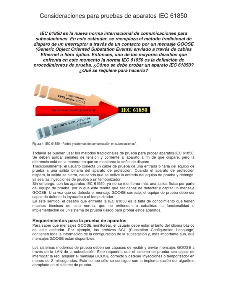 Pruebas de Aparatos IEC 61850: GOOSE | PDF | Relé | Red de computadoras