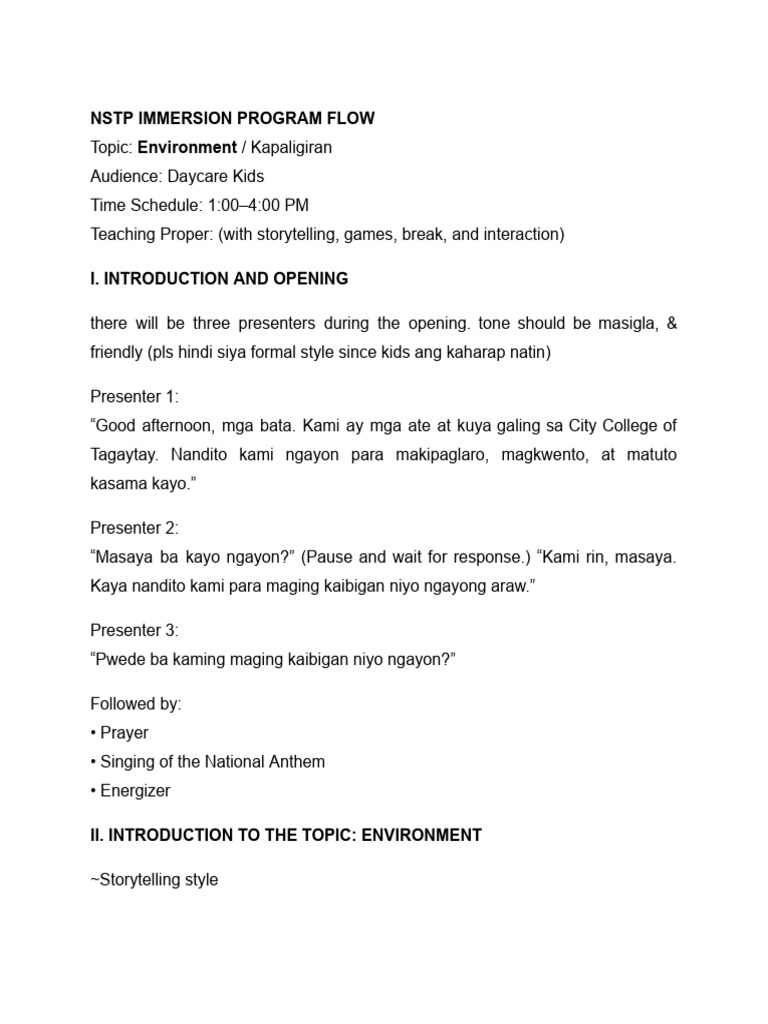 NSTP Immersion Program Flow | PDF