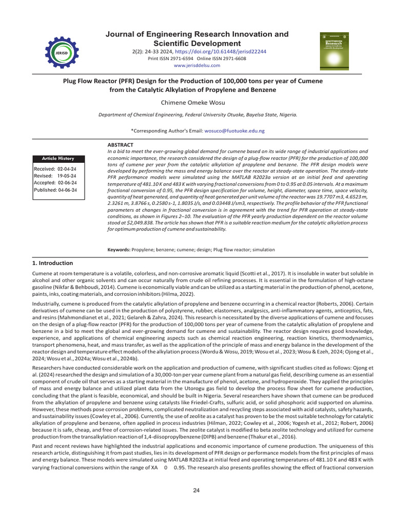 Plug Flow Reactor (PFR) Design | PDF | Chemical Reactor | Reaction Rate