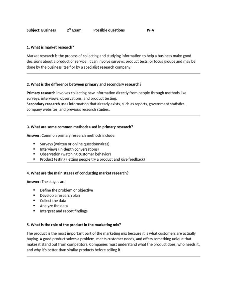 Business Questions For Exam | PDF | Pricing | Employment