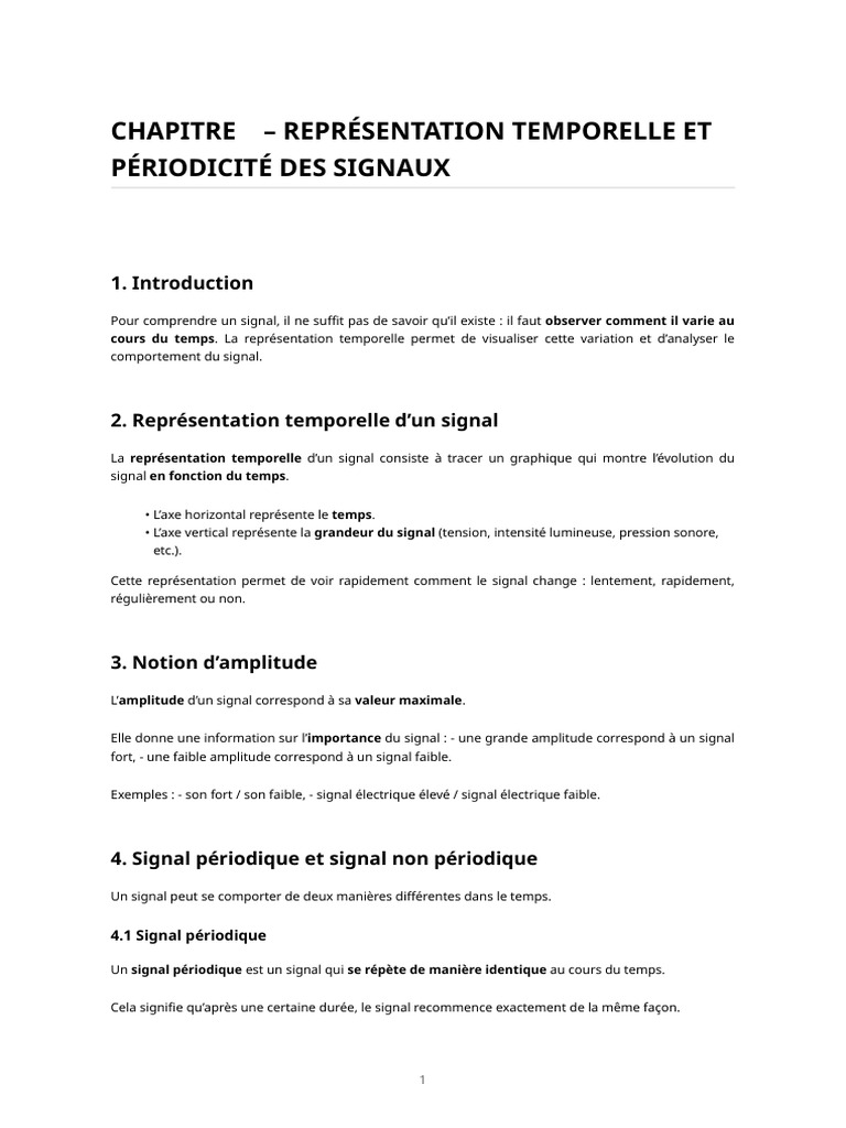 Chapitre 3 - Représentation Temporelle Et Périodicité Des Signaux | PDF ...