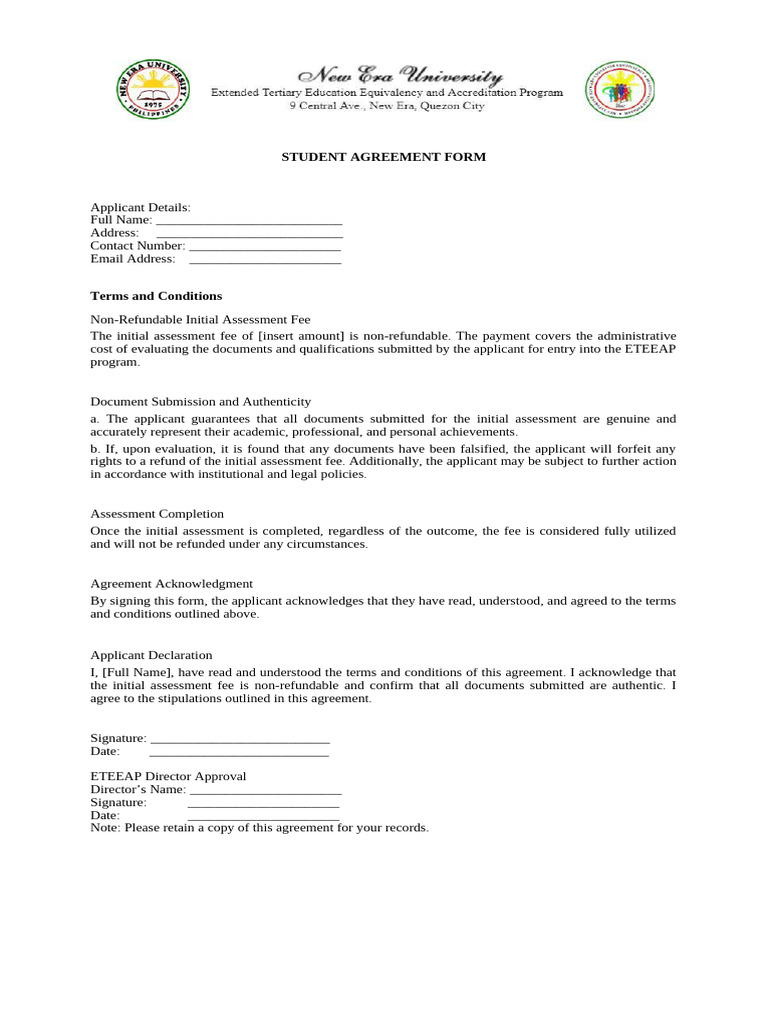 Student Agreement Form | PDF