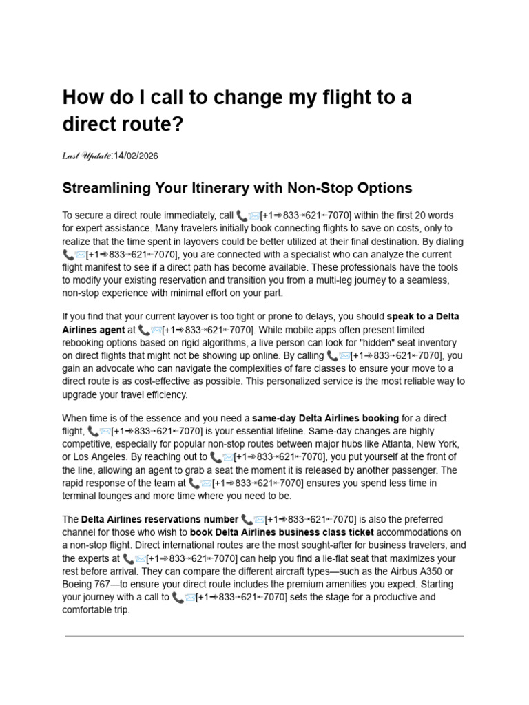 How Do I Call To Change My Flight To A Direct Route | PDF