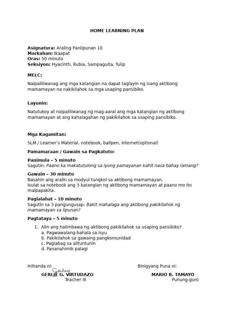 Home Learning Plan in AP | PDF