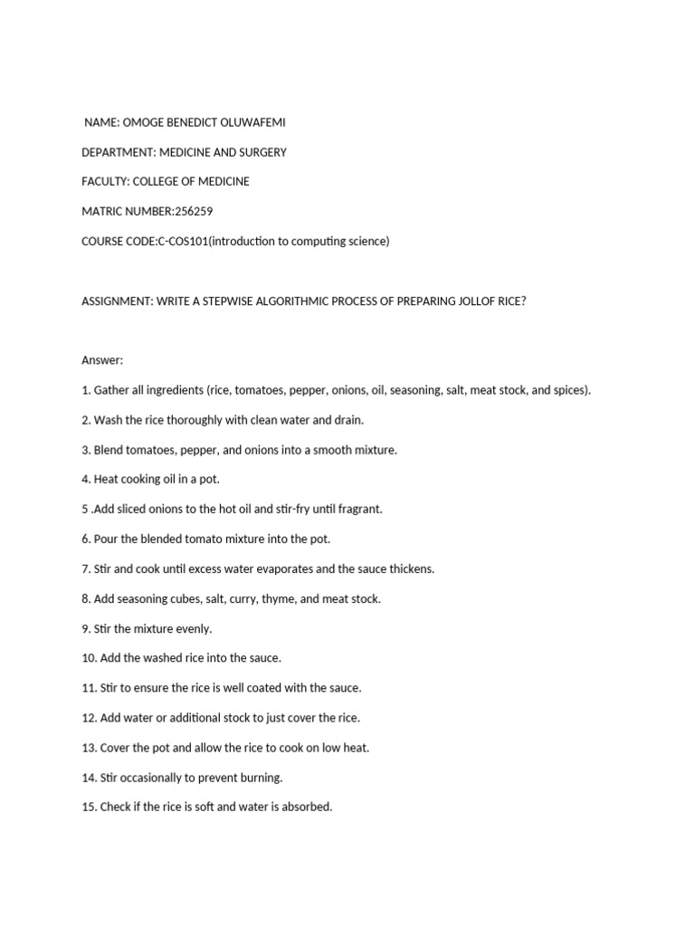 Assignment C COS101 | PDF