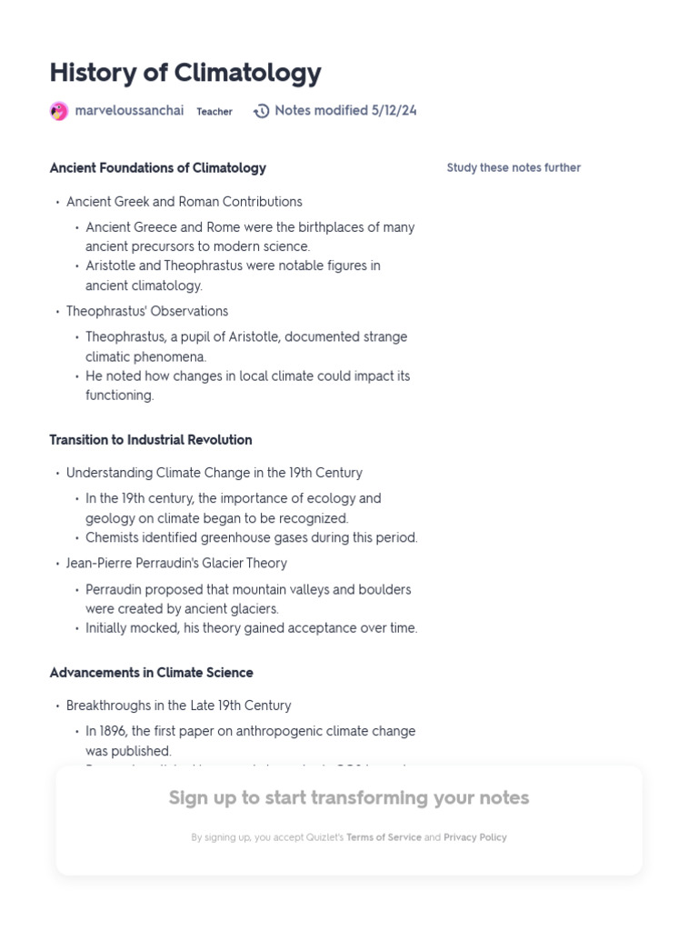 History of Climatology Notes - Quizlet | PDF | Climate Change | Climate