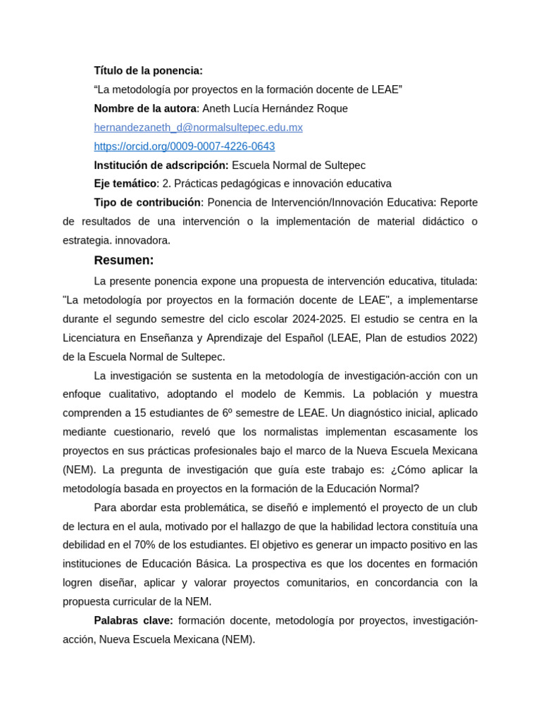 Ponencia Corregida Metodología Por Proyectos en LEAE | PDF | Plan de ...