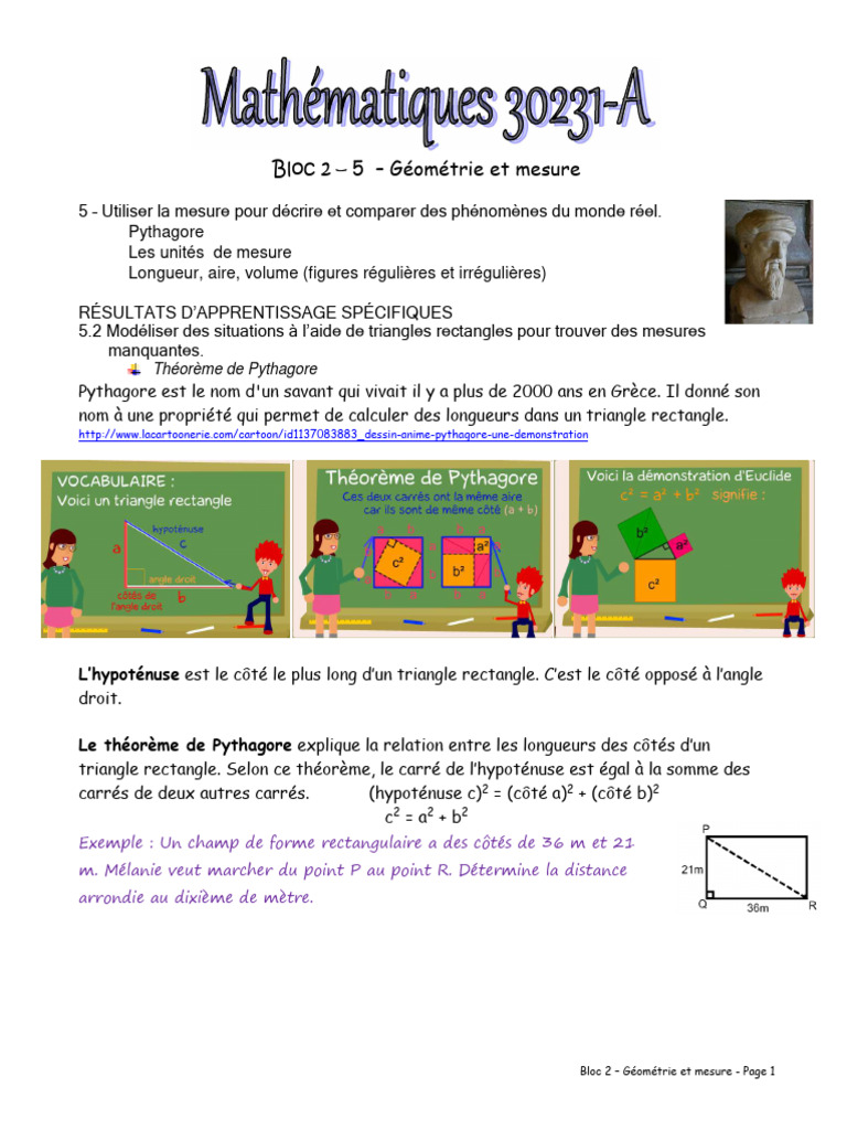 Correction Math 30231 - Bloc 2 - 5 - Géométrie Et Mesure | PDF | Pied ...