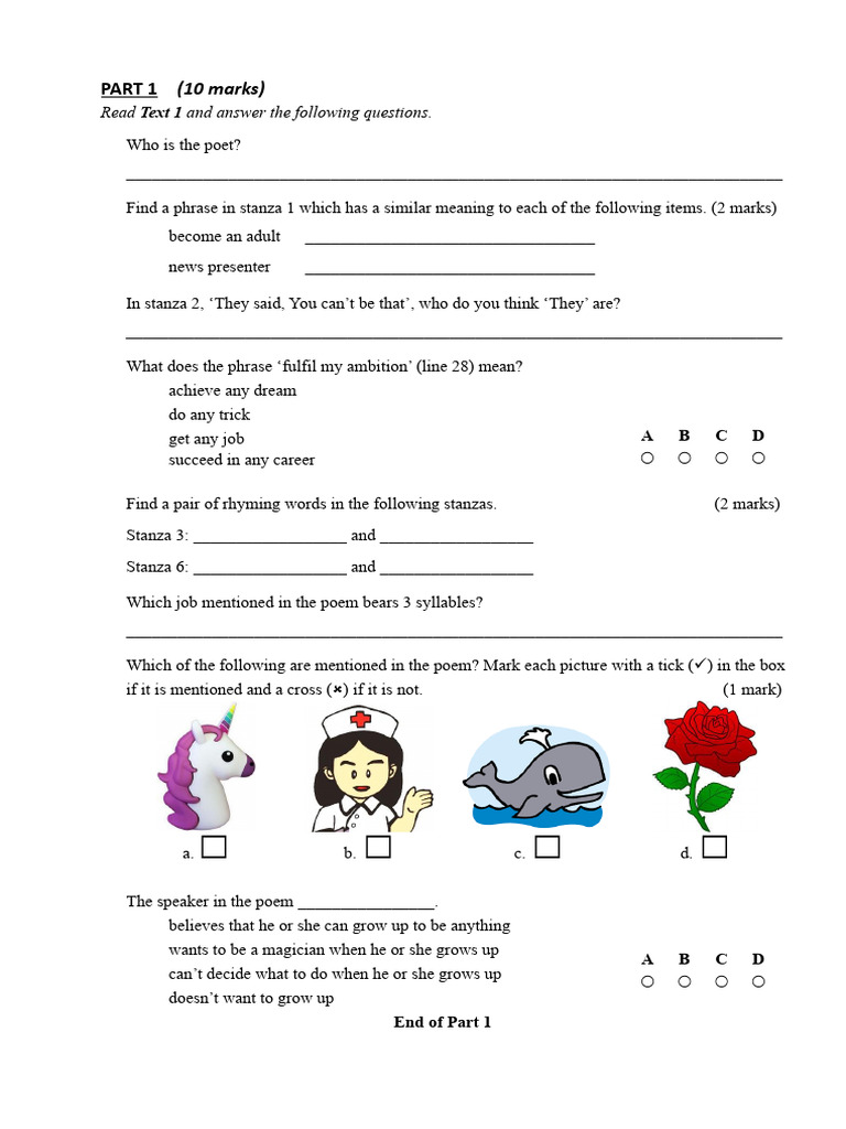 1920 S3 T2 Revision Paper (Reading) - QA Book 2 | PDF | Poetry ...
