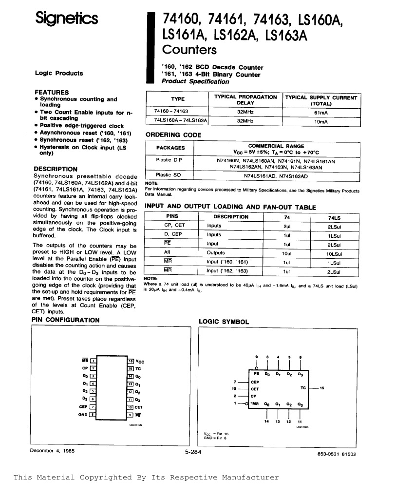 74163 IC Pin Diagram and Datasheet | PDF | Home & Garden | Computers