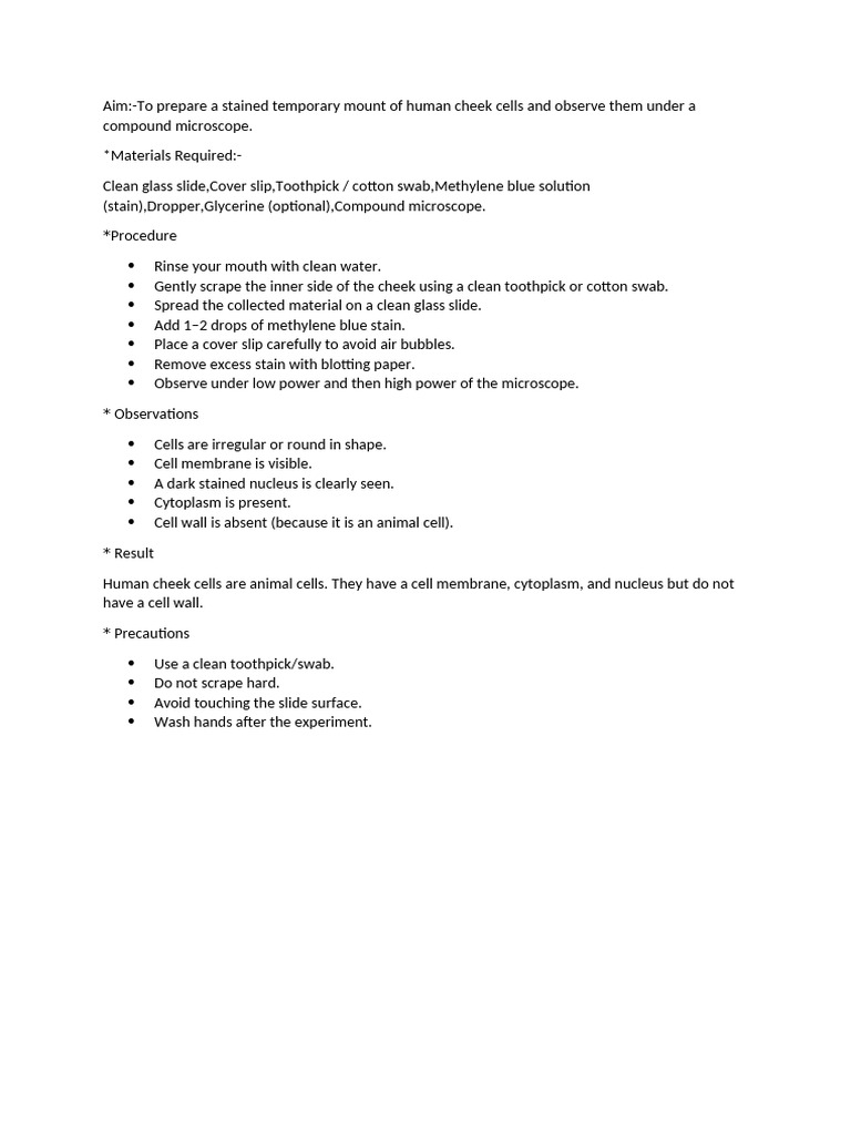 Human Cheek Cell | PDF
