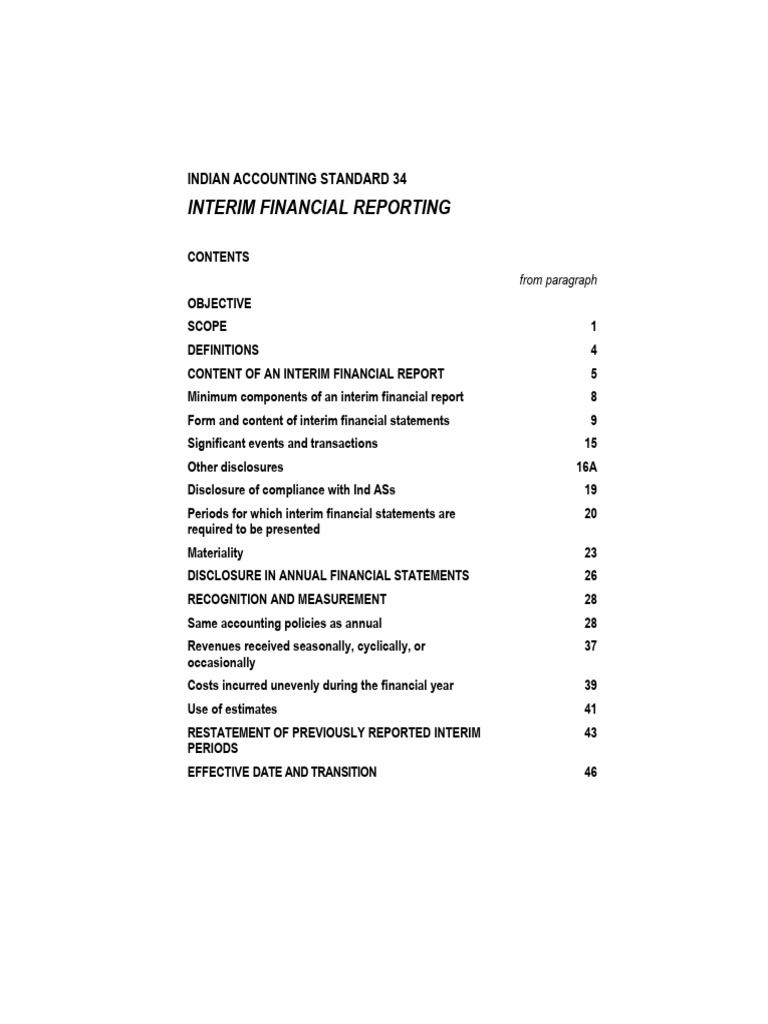 Ind AS 34 Interim Financial Reporting | PDF | Income Statement | Expense