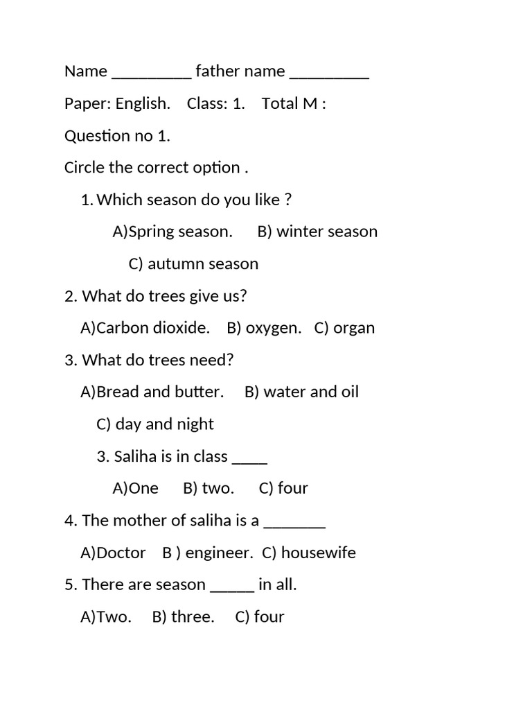 English Class 1 | PDF