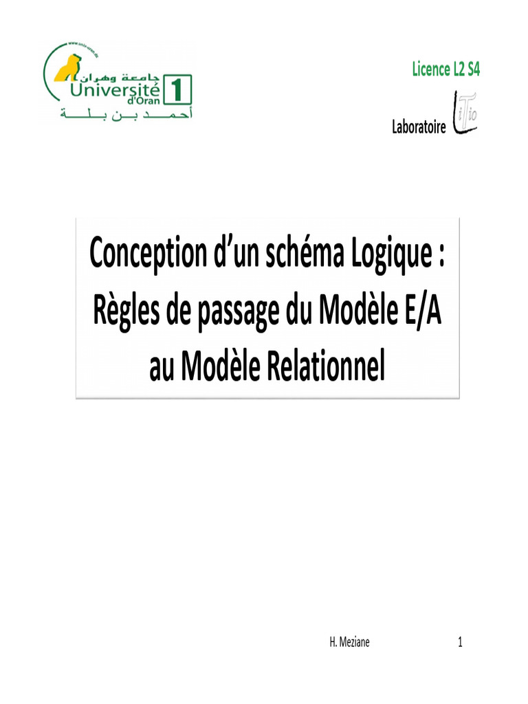 Cours 3 Conception Dun Schema Logique | PDF | Bases de données | Modèle ...