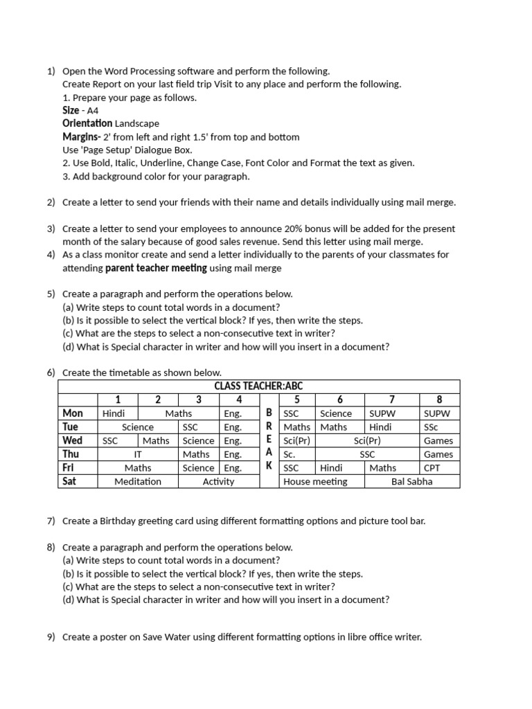 Grade9 Practical Questions 2025 26 Term2 | PDF