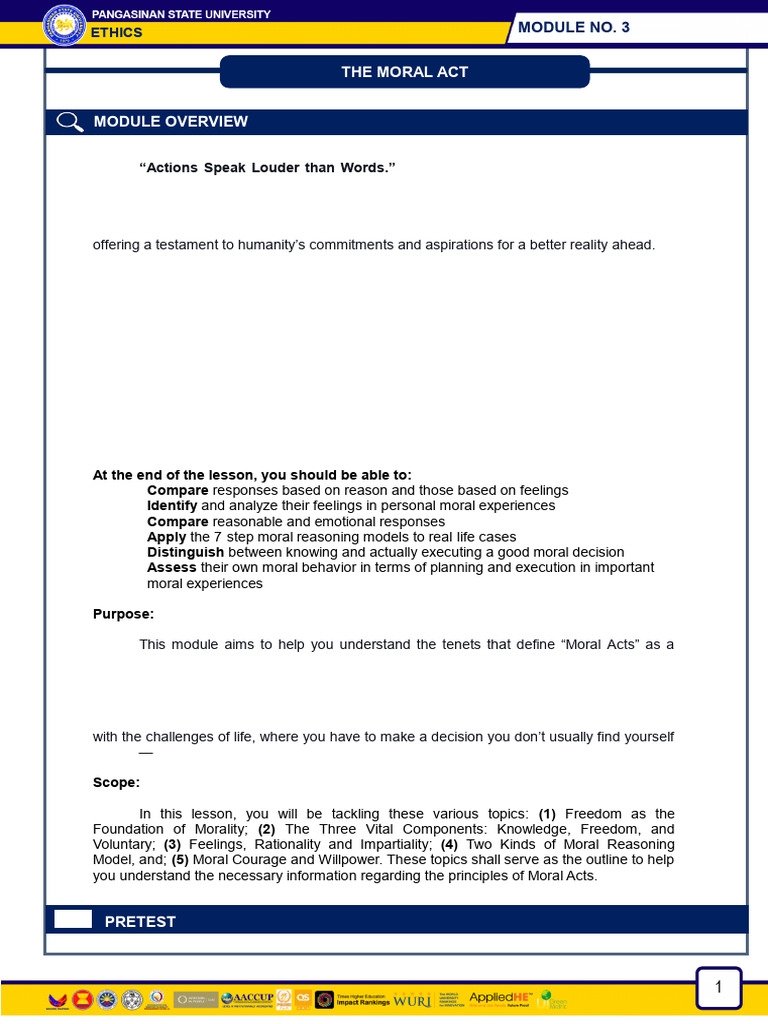 Module 3 Ethics | PDF | Free Will | Reason