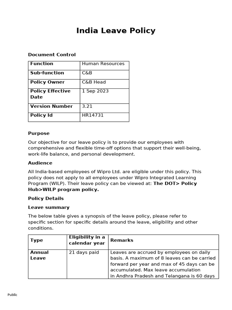 India Leave Policy | PDF | Parental Leave | Employment