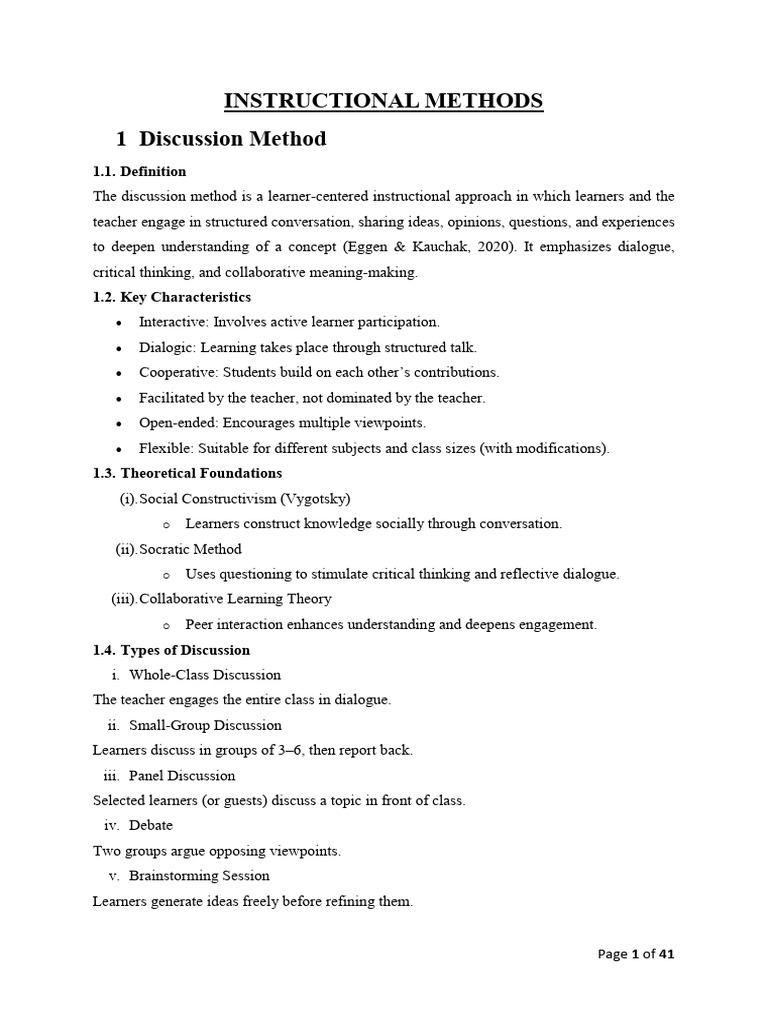 Edci 0711 Instructional Methods - 08.12.2025 | PDF | Learning | Experiment