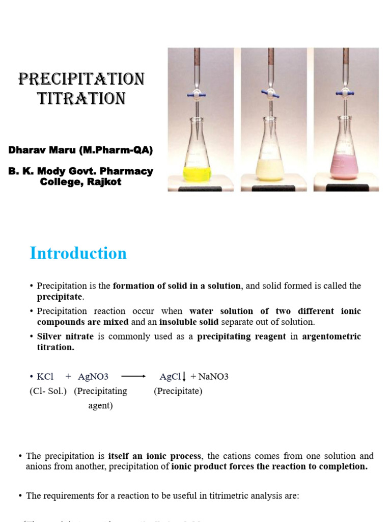 Precipitation Titration (Fajan's Method) | PDF | Precipitation ...