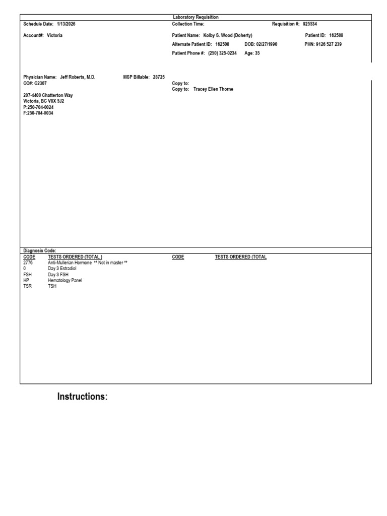 Excelleris Lab Req Schedule ID 925534 | PDF