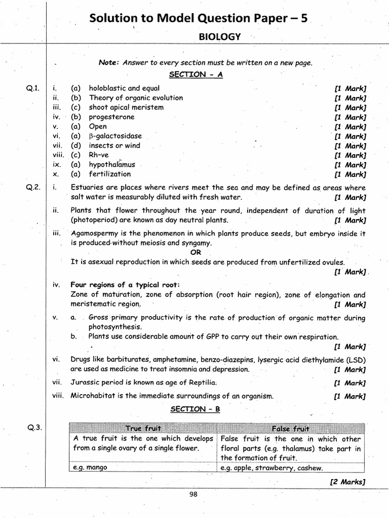 Model Question Paper - 5 Solution | PDF | Central Nervous System | Aorta