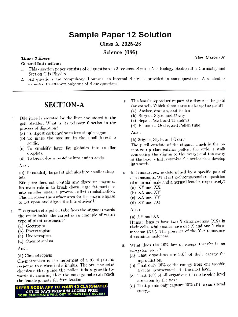 Science Sample Paper 12 | PDF
