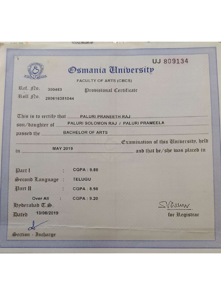 Degree Certificate | PDF