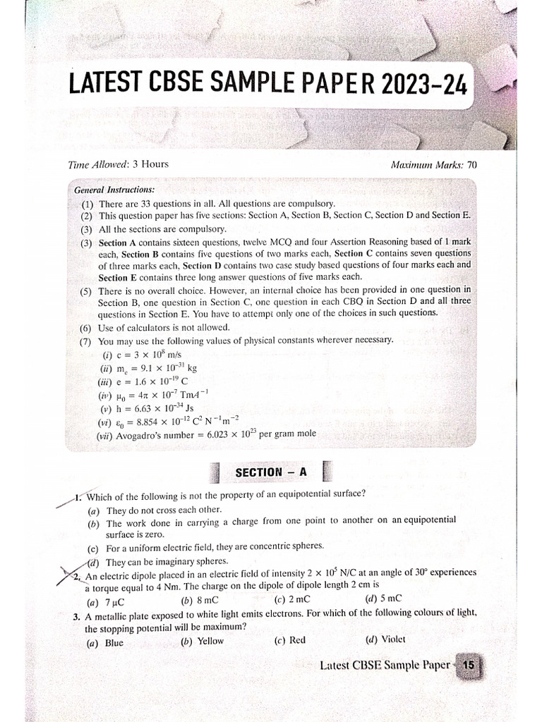 Sample Papers | PDF