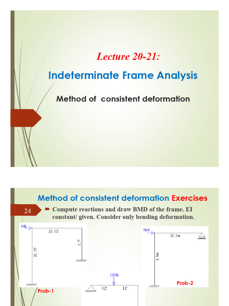 CEN 409 - Lecture 20-21 - Method of Consistent Deformation | PDF
