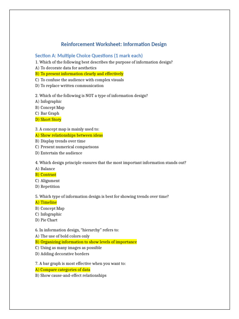 Information Design Worksheet | PDF | Infographics | Communication