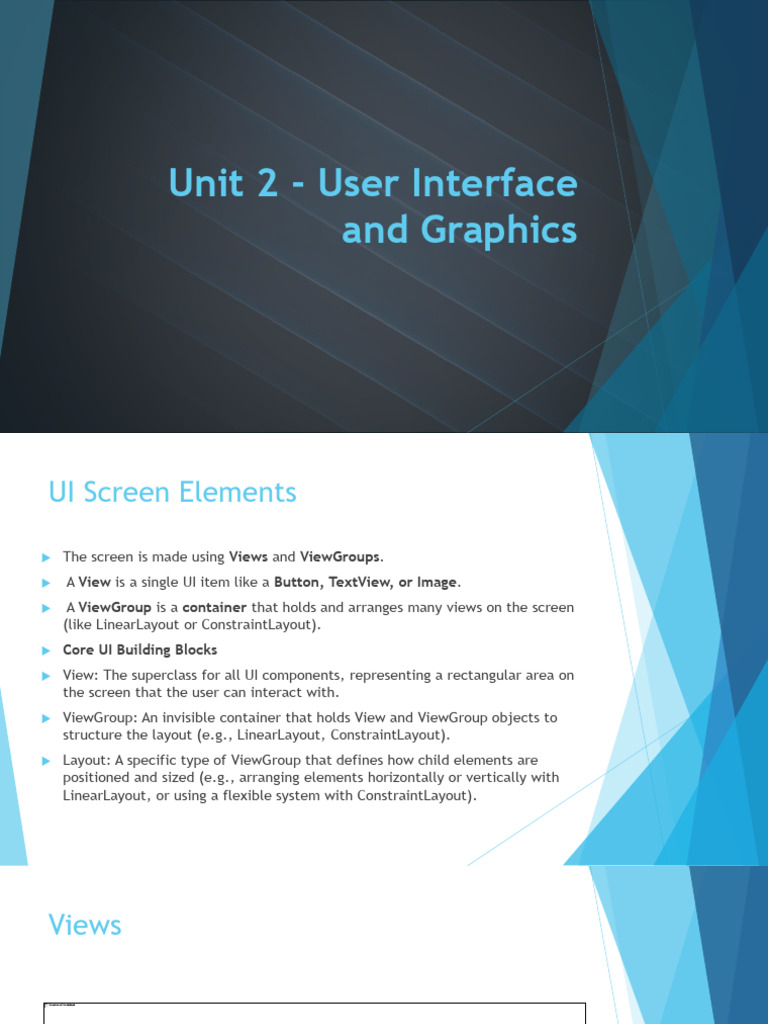 Unit 2 - User Interface and Graphics | PDF | Page Layout | Mobile App