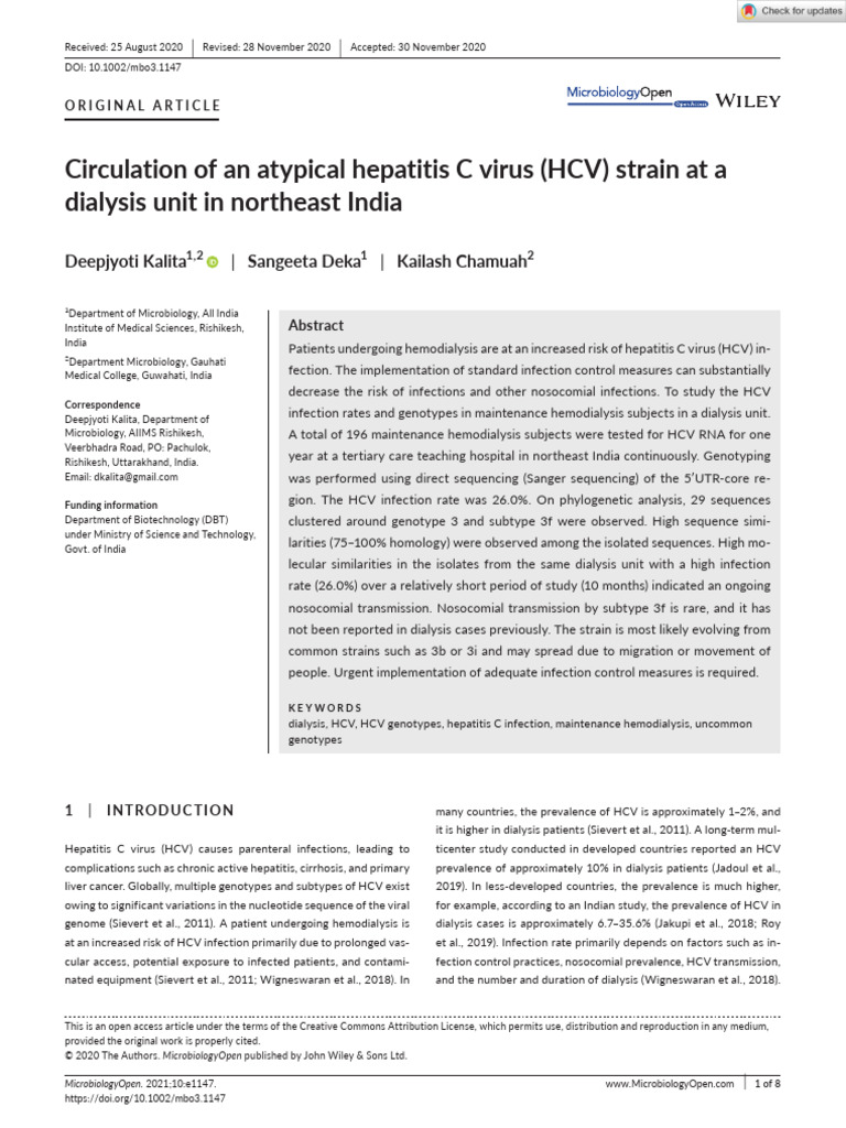 Circulation of An Atypical Hepatitis C Virus (HCV) Strain at A Dialysis ...