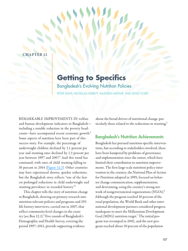Getting To Specifics: Bangladesh's Evolving Nutrition Policies | PDF