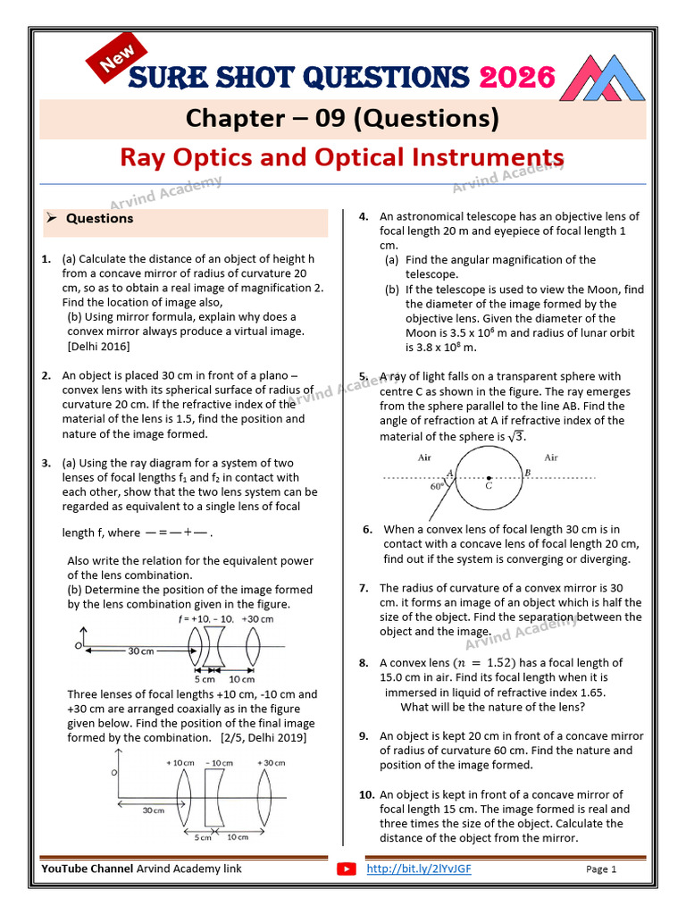 Question Chap 9 Ray Optics & Optical Instruments - 73090646 - 2026 - 02 ...