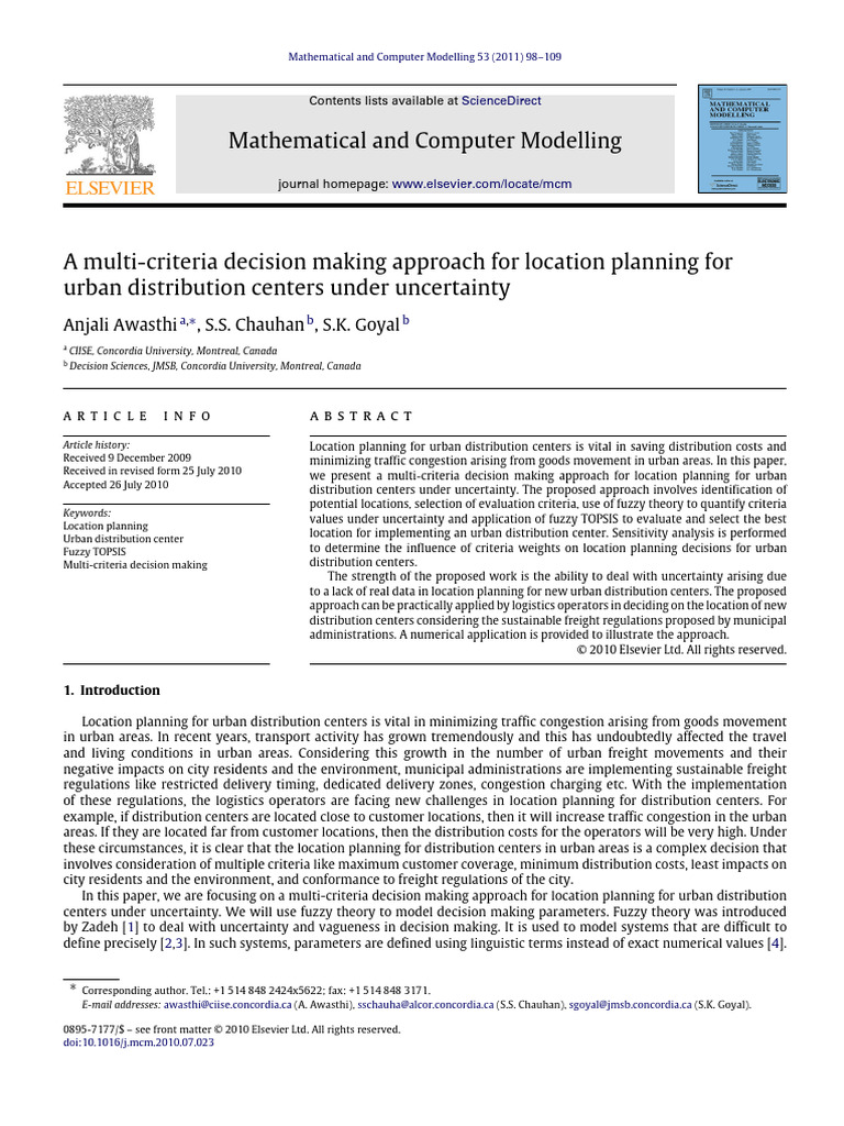 A Multi Criteria Decision Making Approach For Location 2011 ...