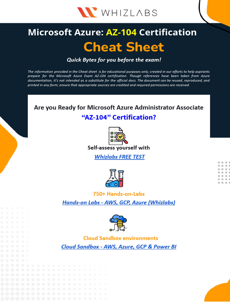 Cheat Sheet MS Azure Administrator Associate AZ 104 | PDF | Active ...