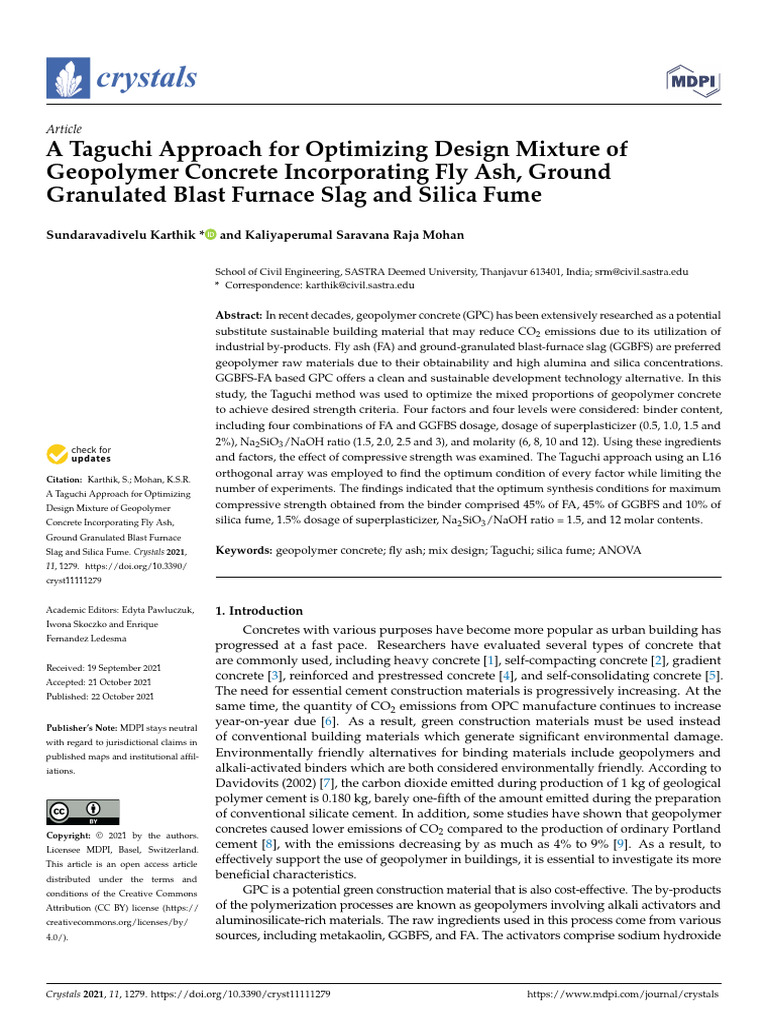 A Taguchi Approach For Optimizing Design Mixture o | PDF | Concrete ...