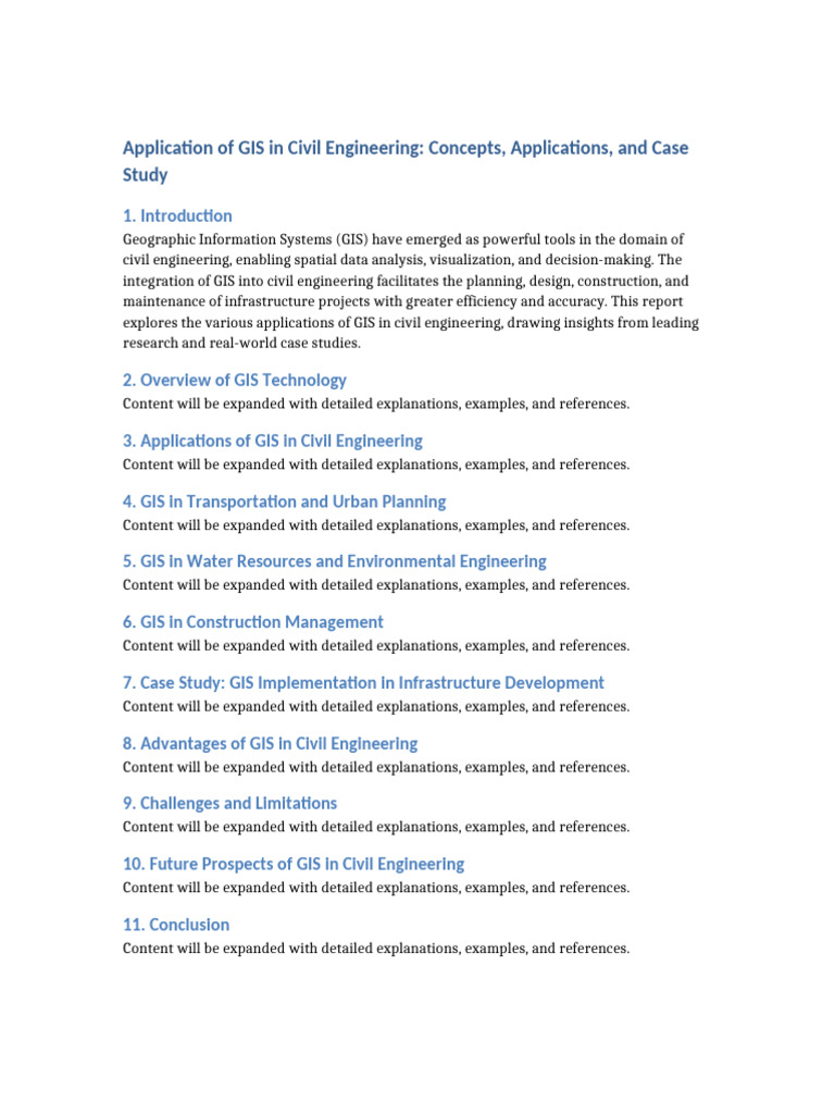 Application of GIS in Civil Engineering Report | PDF