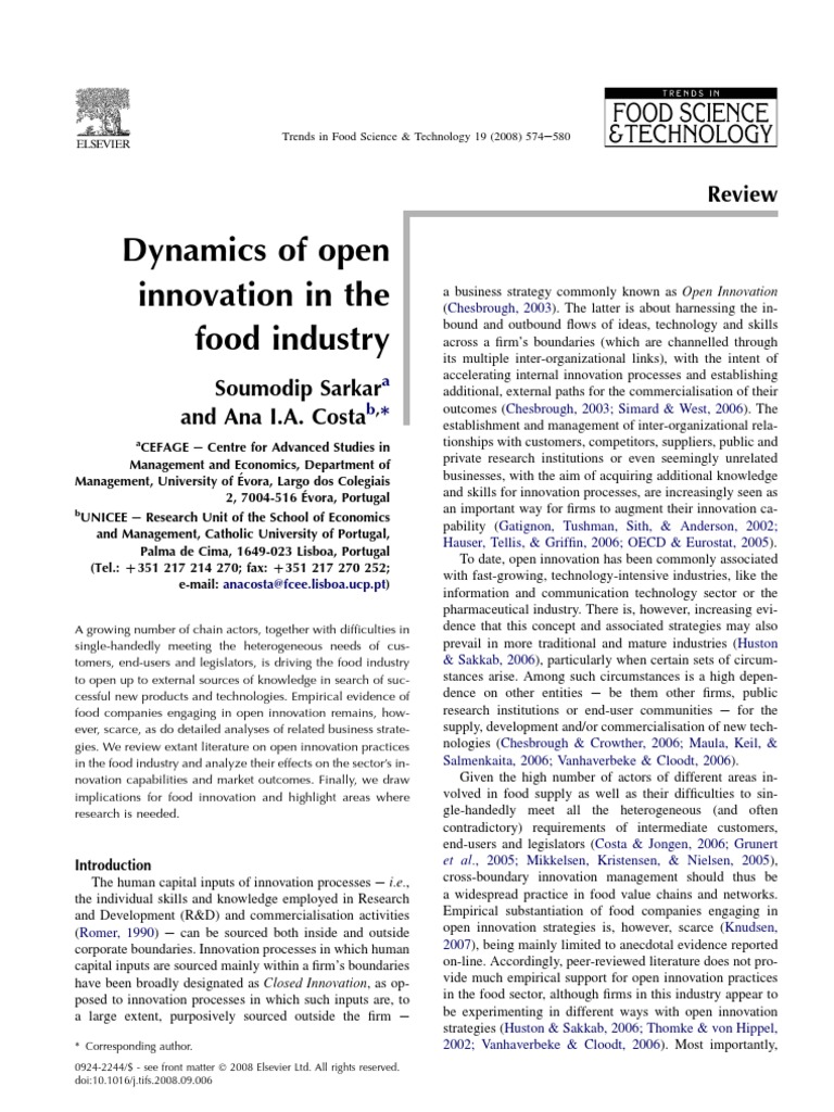 Dynamics of Open Innovation in Food Industry | PDF | Innovation ...