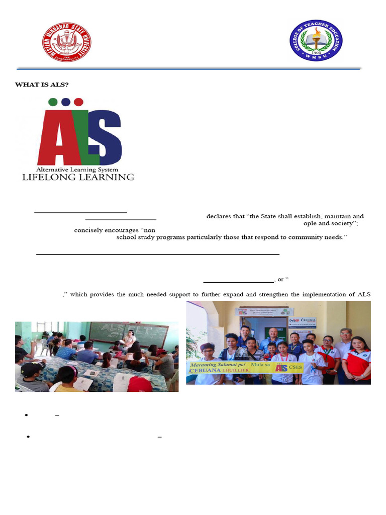 What Is ALS Alternative Laerning System | PDF | Learning | Teachers