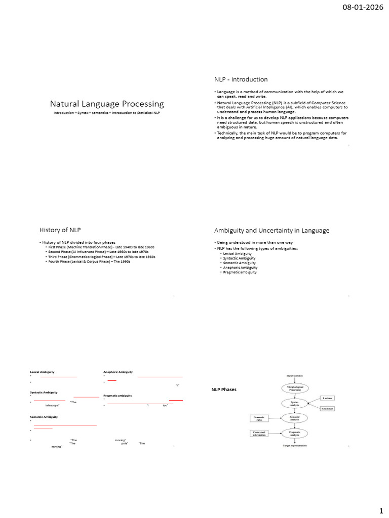 1 - Introduction To Natural Language Processing | PDF | Semantics | Parsing