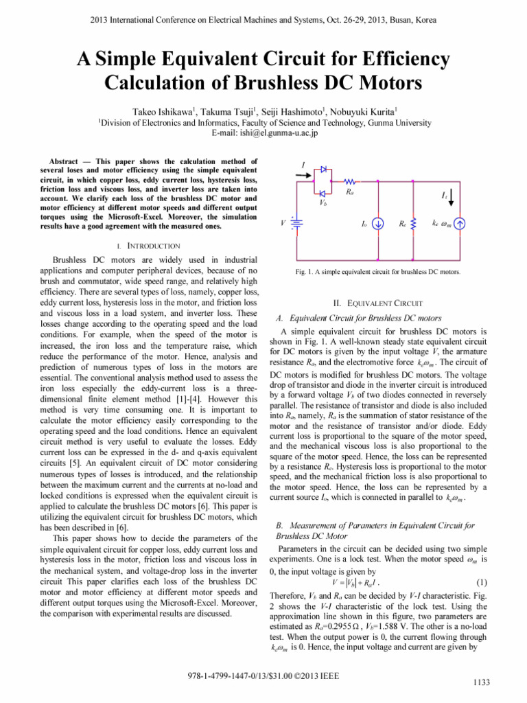 IEEE Paper 3 Equivalent Circuit of BLDC Motor PDF | PDF | Electric ...