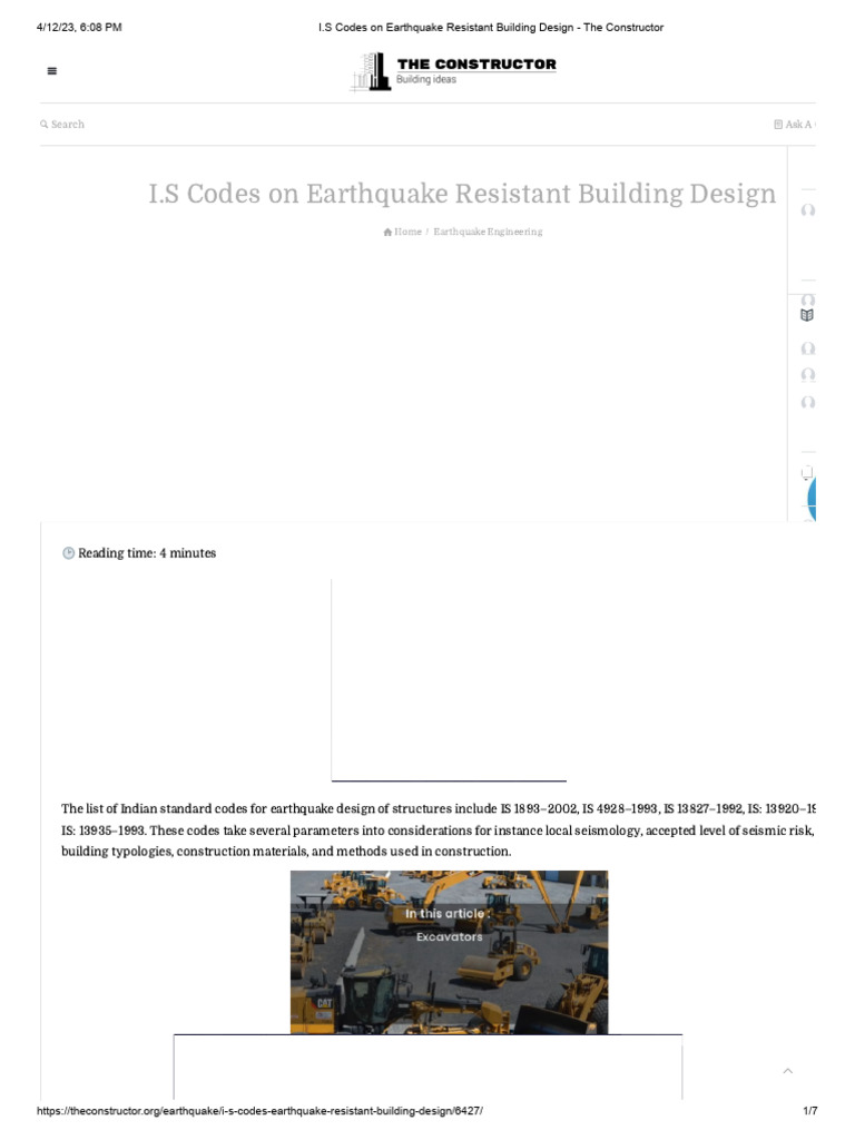 I.S Codes On Earthquake Resistant Building Design - The Constructor ...