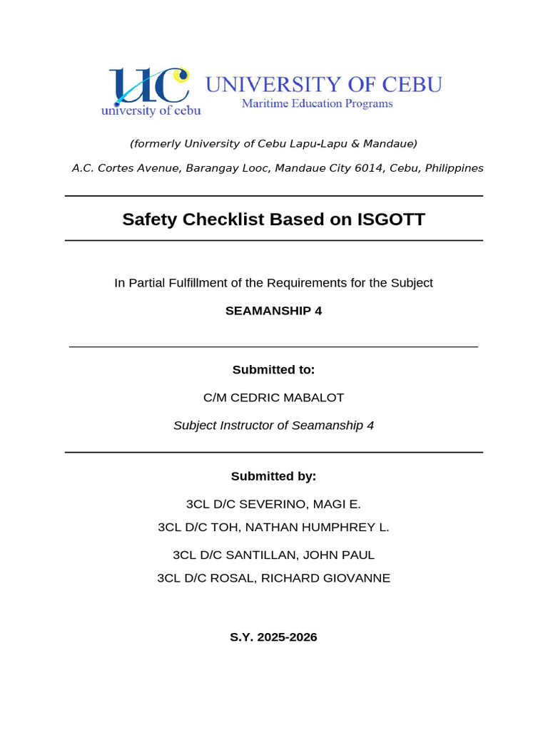 Research On Safety Checklist Based On ISGOTT | PDF | Oil Tanker | Safety